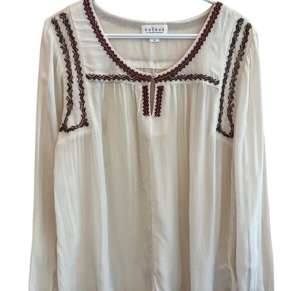 Velvet by Graham & Spencer Embroidered Long Sleeve Blouse EUC - Picture 1 of 10